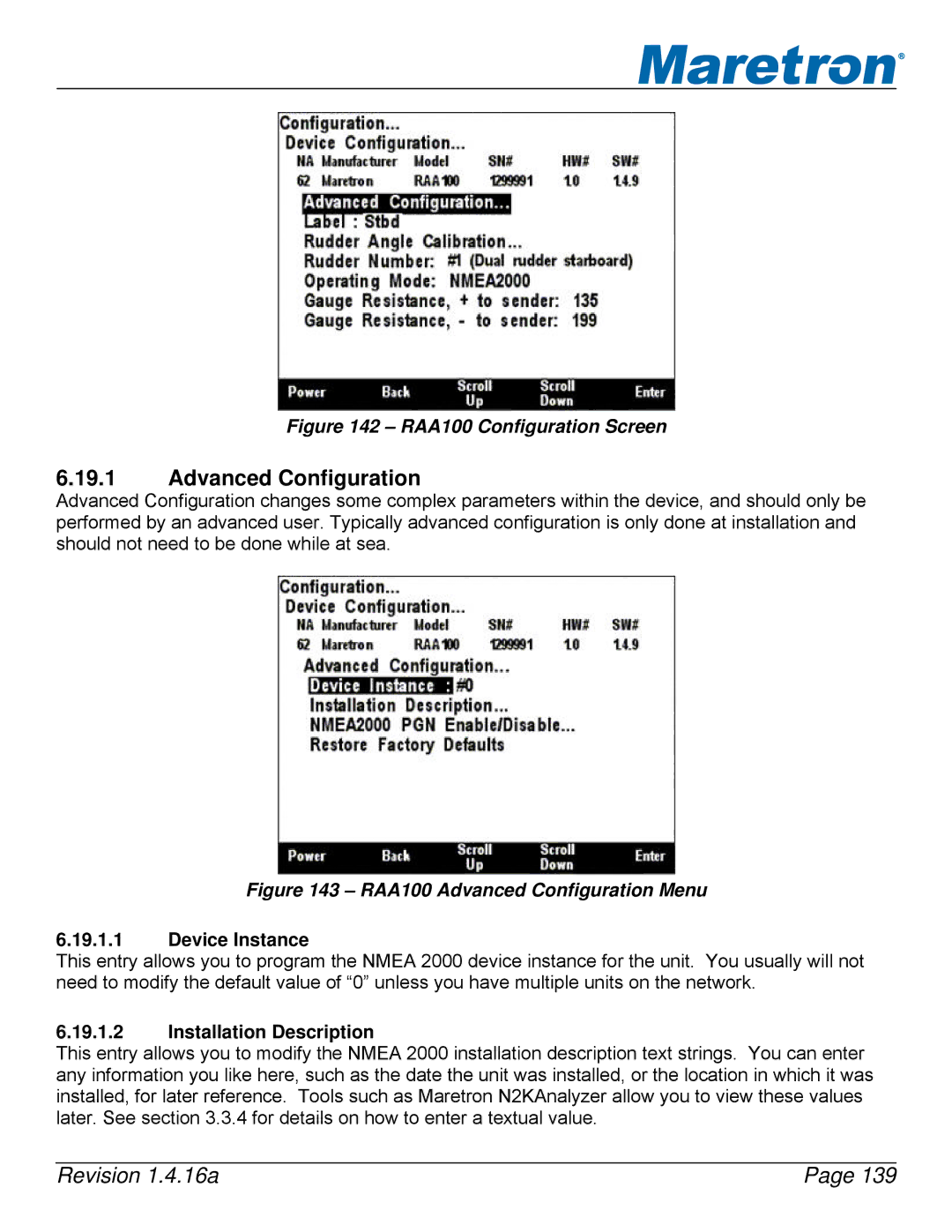 Maretron DSM250-01 user manual RAA100 Configuration Screen 