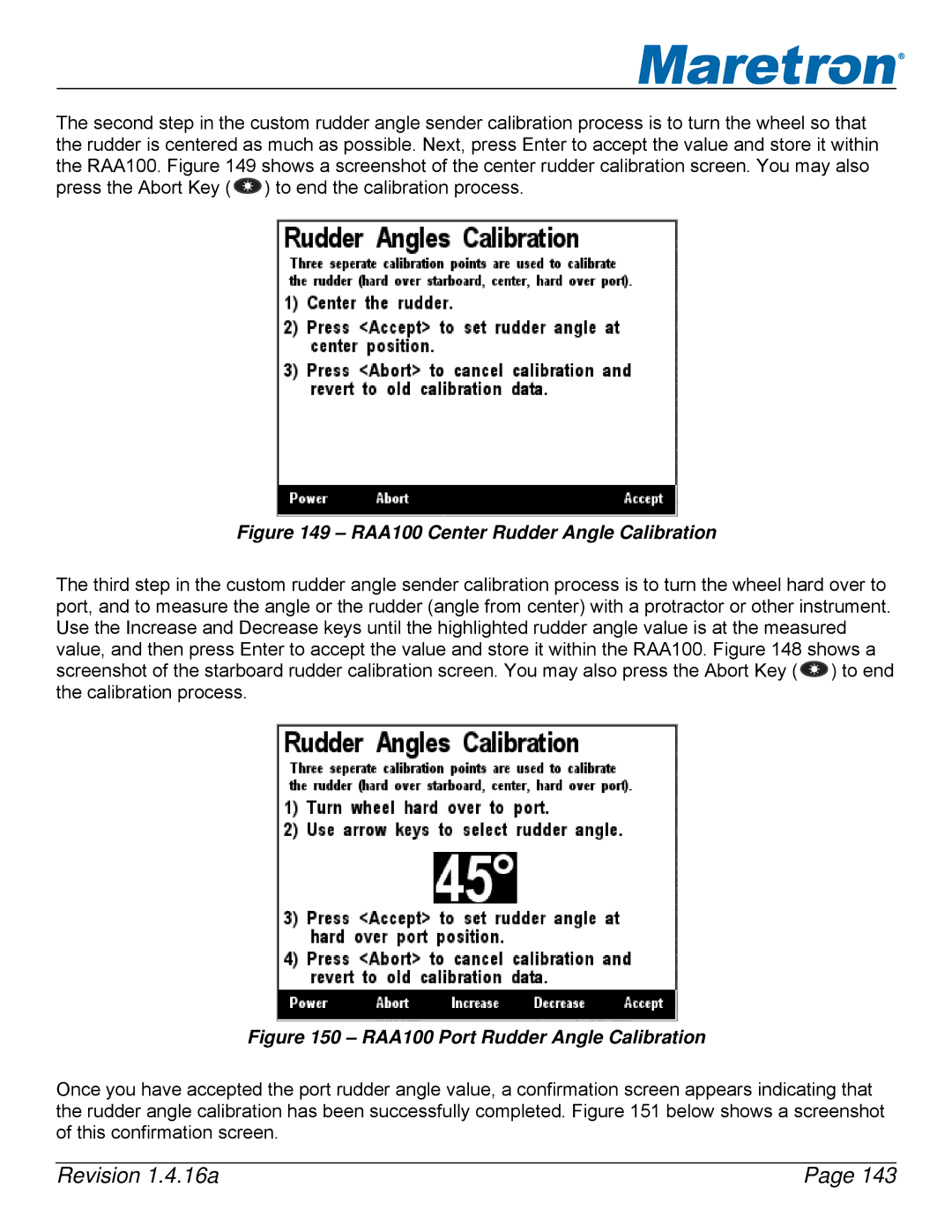 Maretron DSM250-01 user manual RAA100 Center Rudder Angle Calibration 