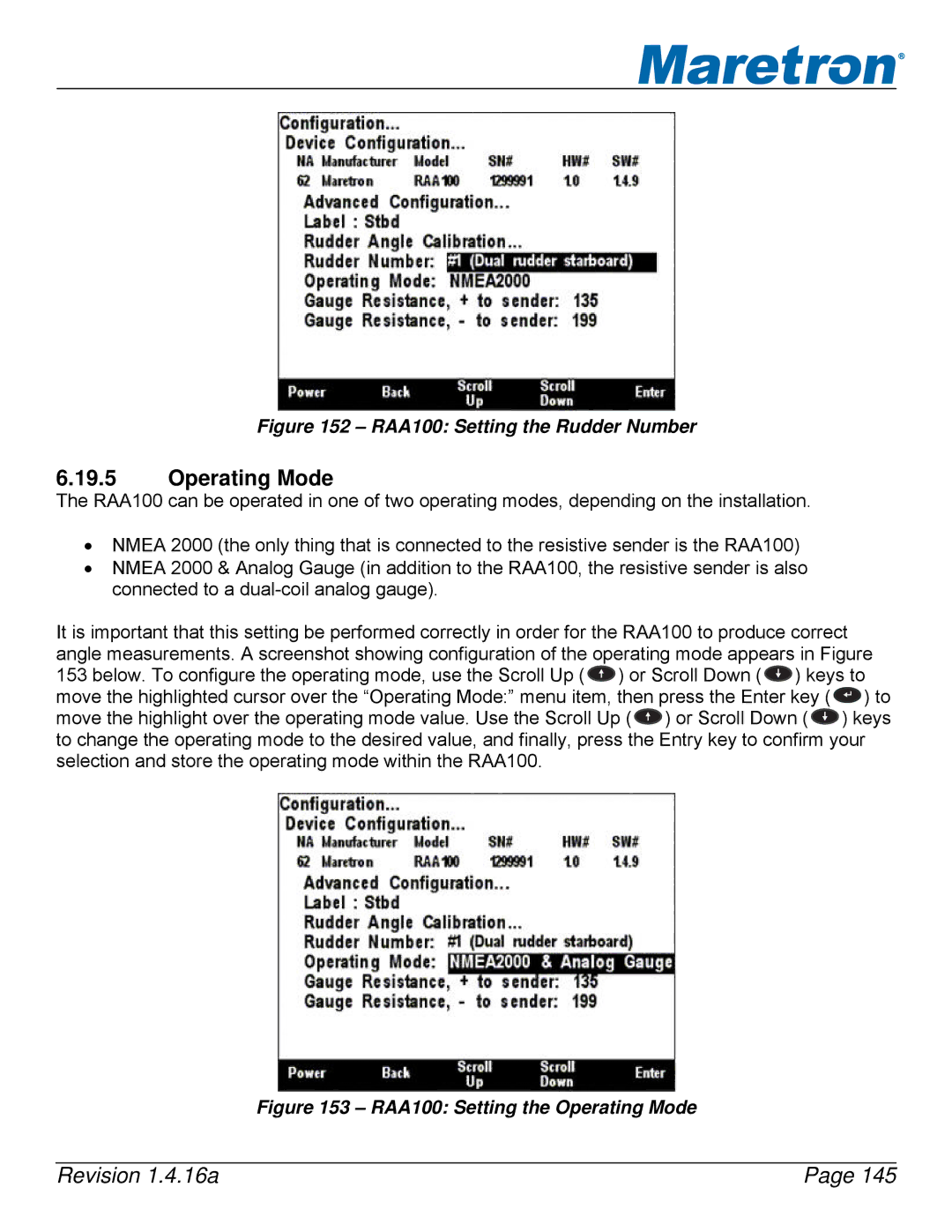 Maretron DSM250-01 user manual RAA100 Setting the Rudder Number 