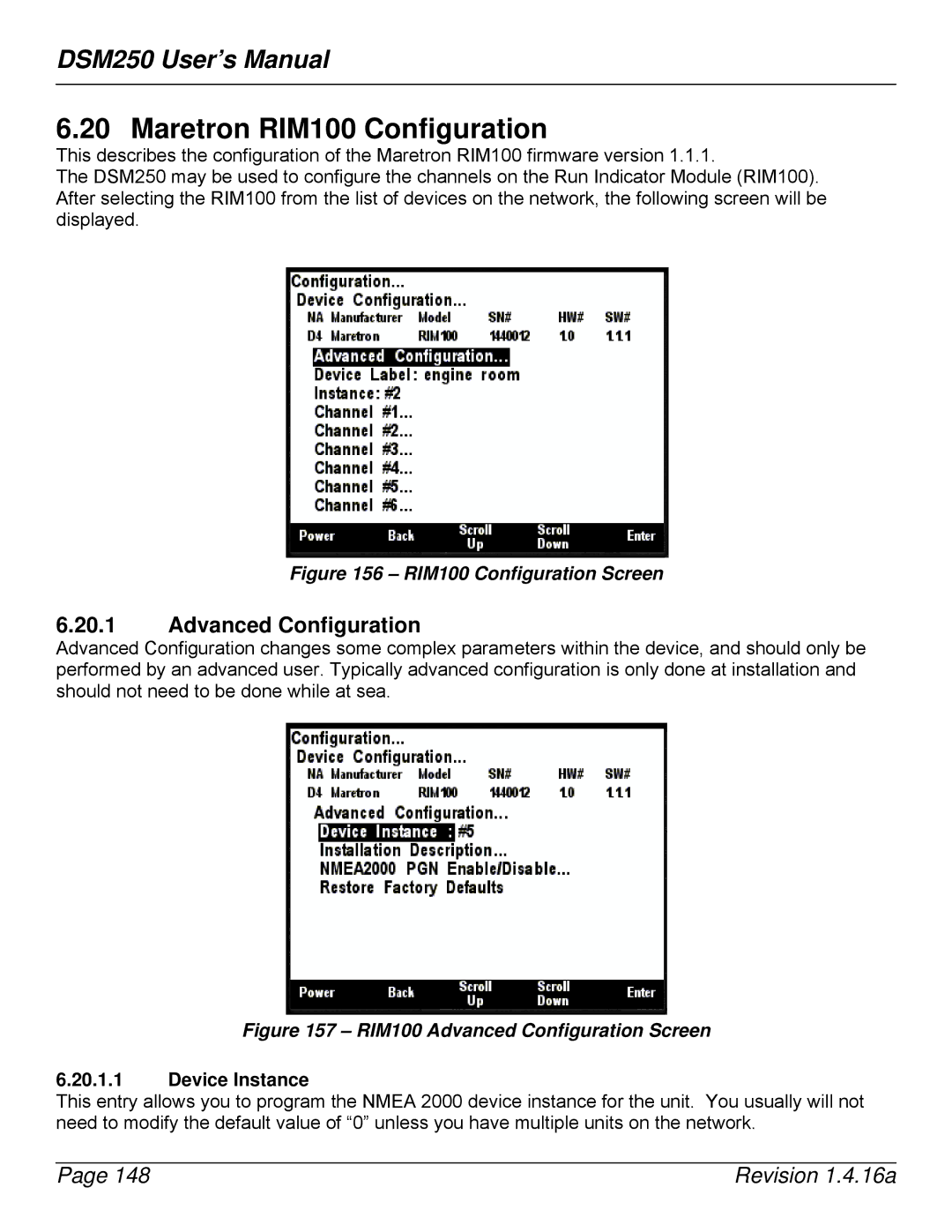 Maretron DSM250-01 user manual Maretron RIM100 Configuration, RIM100 Configuration Screen 