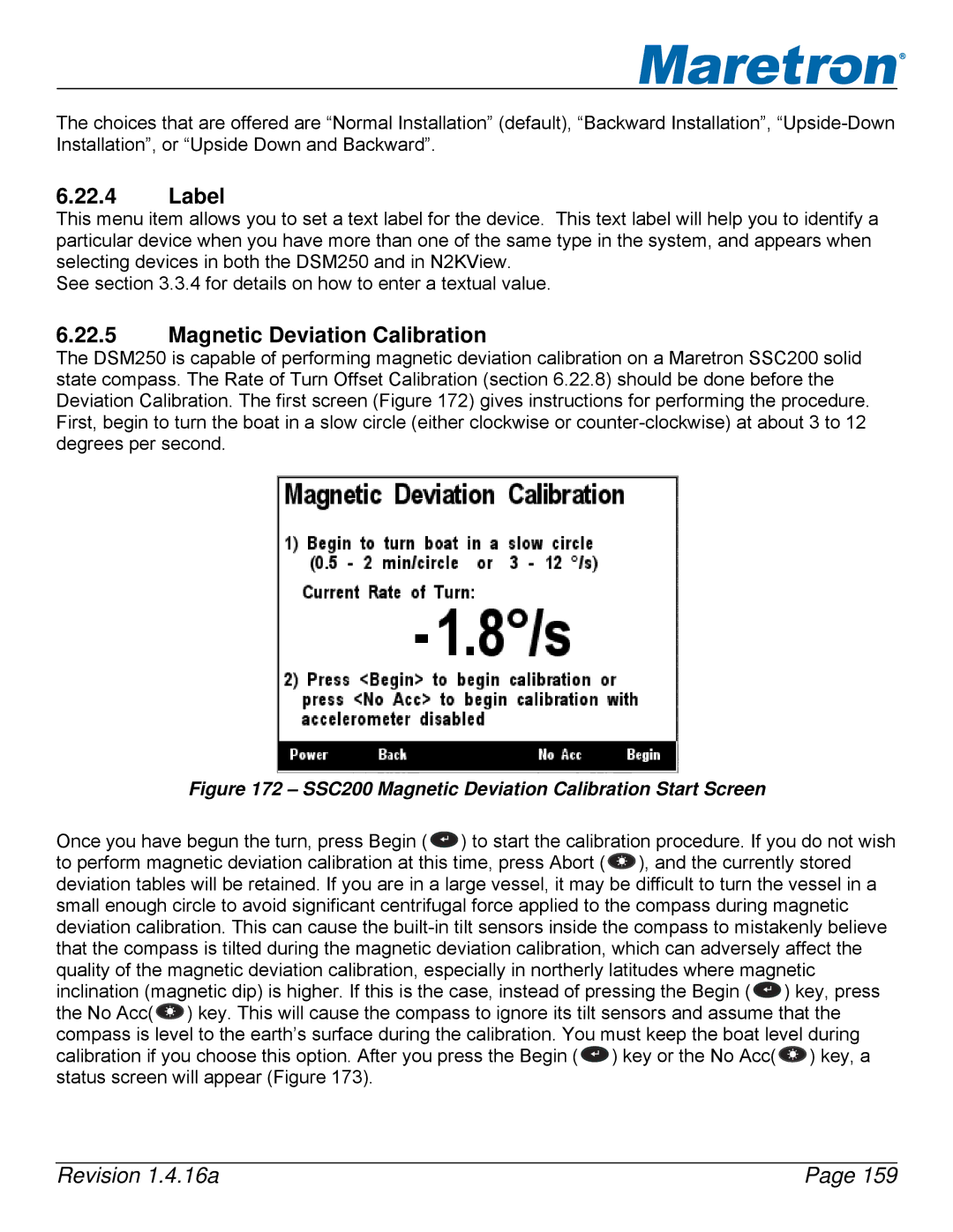 Maretron DSM250-01 user manual SSC200 Magnetic Deviation Calibration Start Screen 