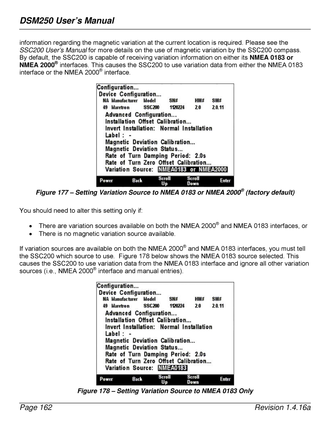 Maretron DSM250-01 user manual Setting Variation Source to Nmea 0183 Only 