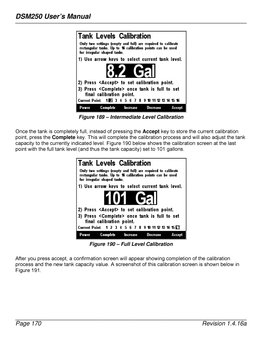 Maretron DSM250-01 user manual Intermediate Level Calibration 