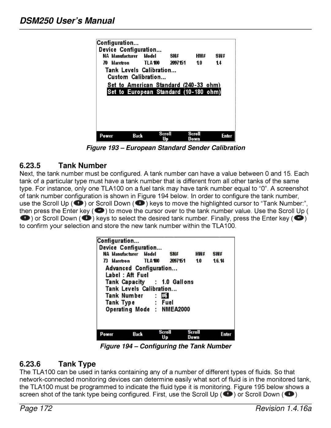 Maretron DSM250-01 user manual Tank Number, Tank Type 