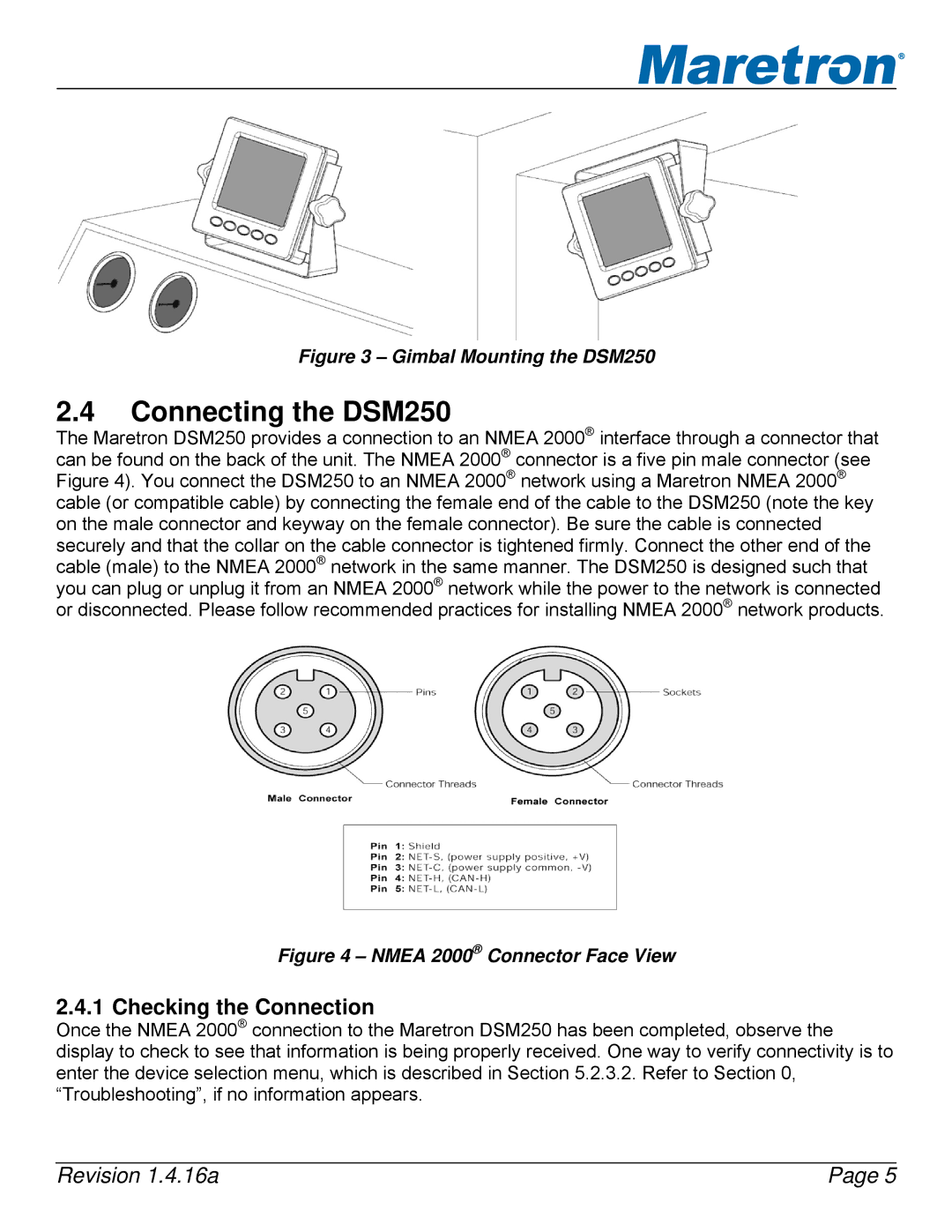 Maretron DSM250-01 user manual Connecting the DSM250, Checking the Connection 