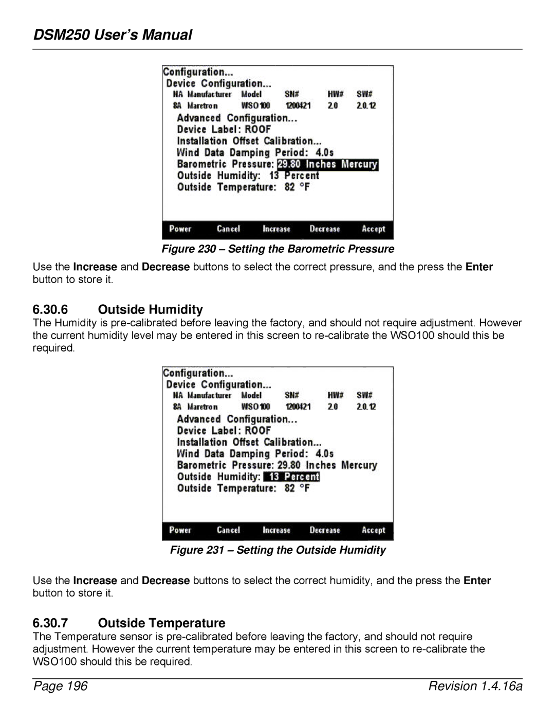 Maretron DSM250-01 user manual Outside Humidity, Outside Temperature 