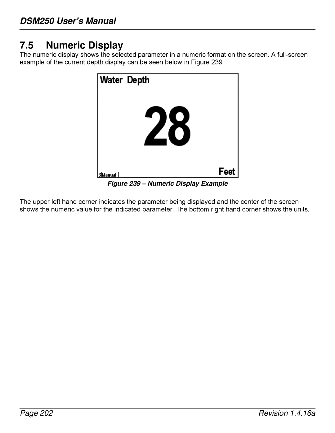 Maretron DSM250-01 user manual Numeric Display Example 