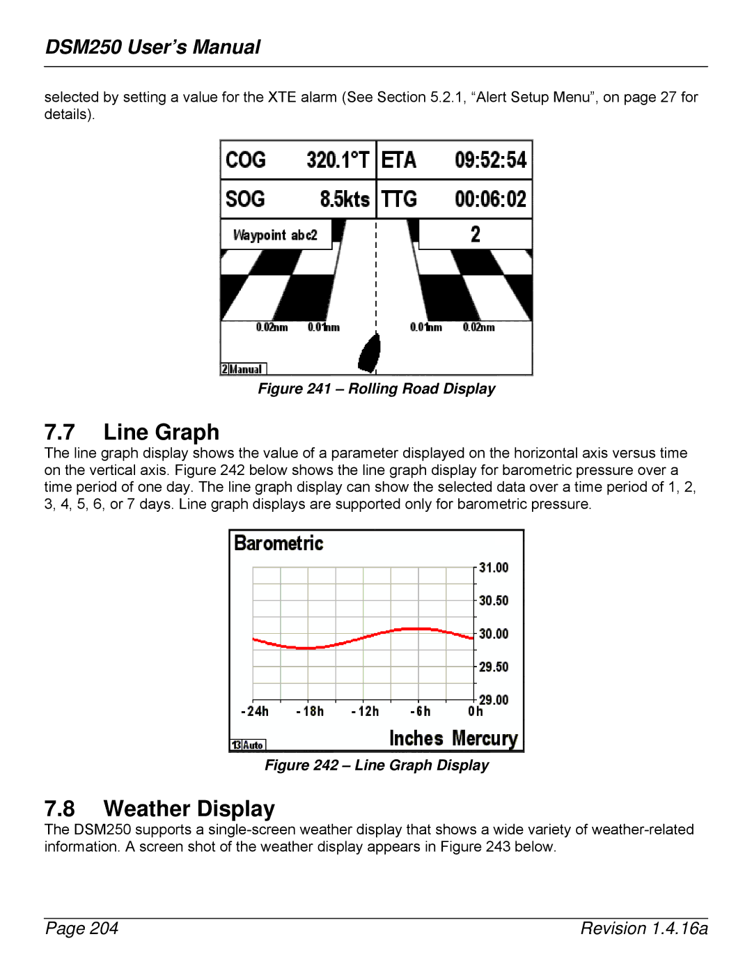 Maretron DSM250-01 user manual Line Graph, Weather Display 