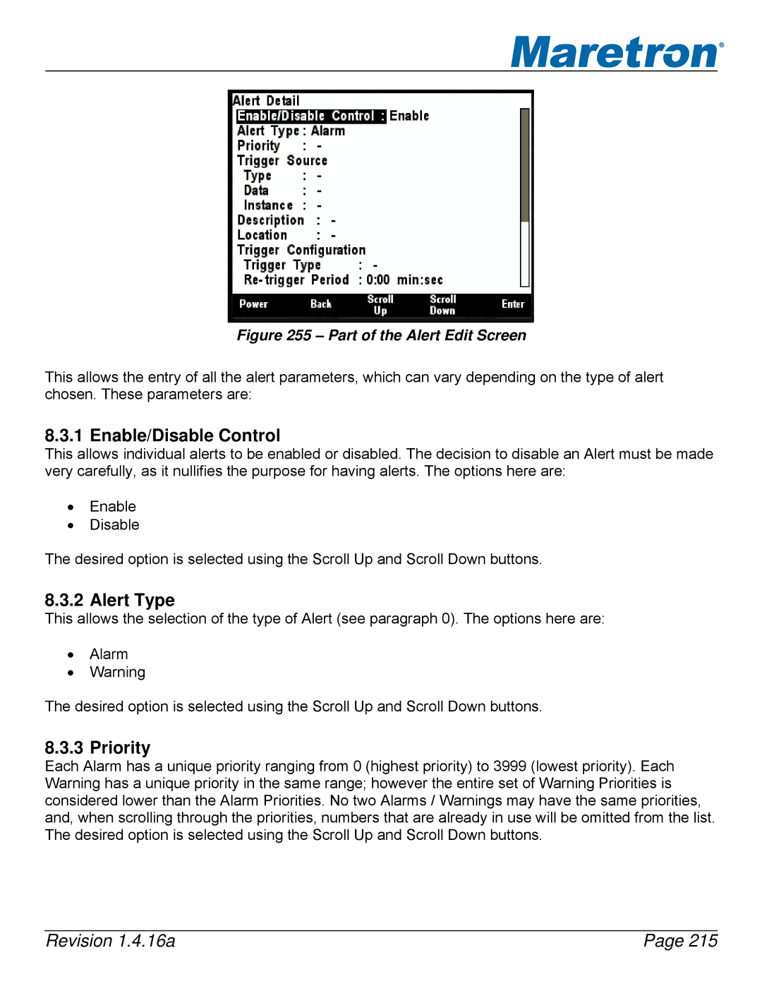 Maretron DSM250-01 user manual Enable/Disable Control, Alert Type, Priority 