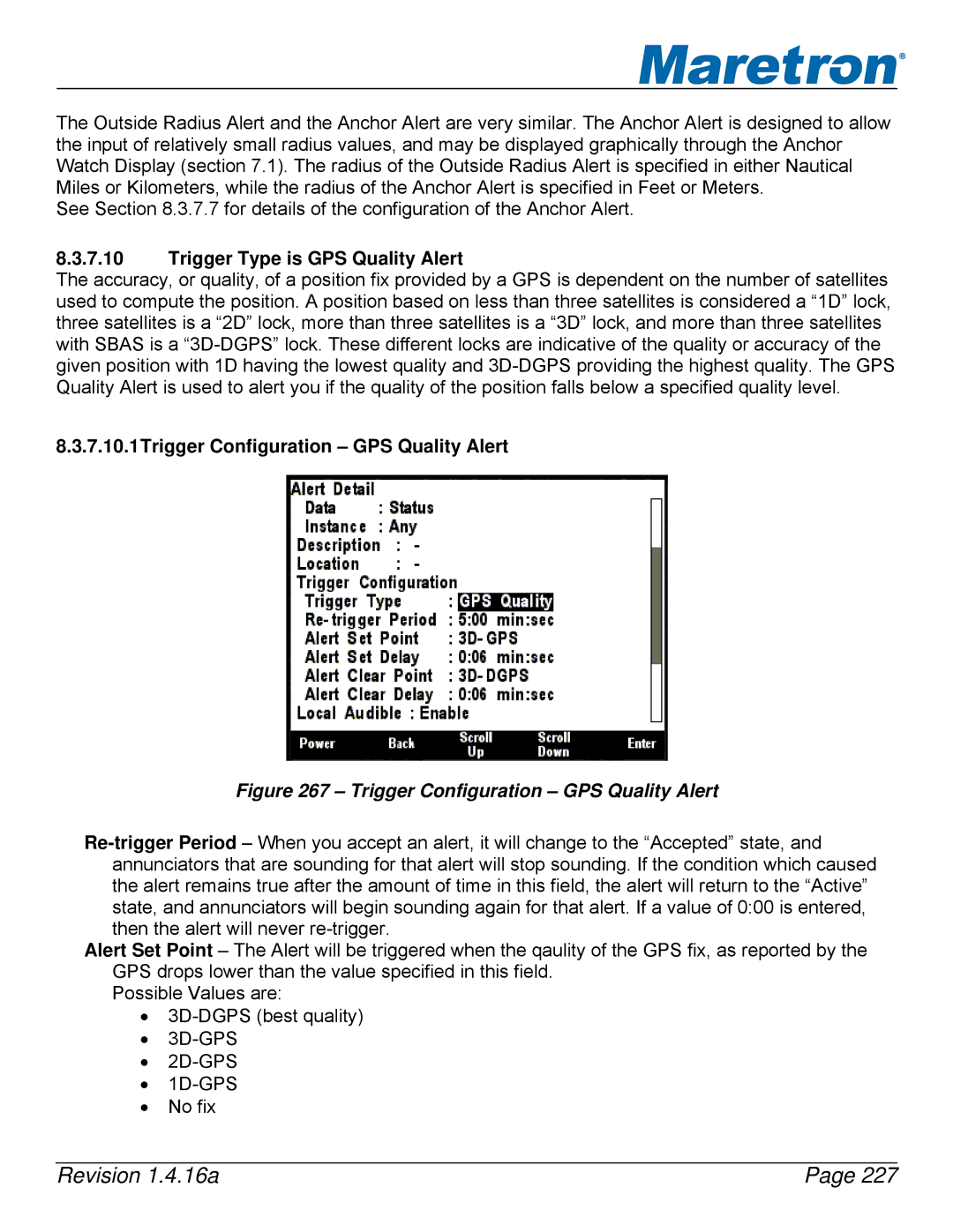 Maretron DSM250-01 user manual Trigger Type is GPS Quality Alert, 7.10.1Trigger Configuration GPS Quality Alert 