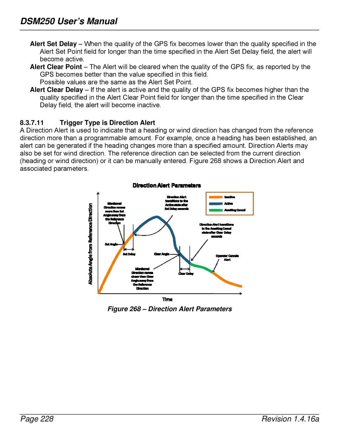 Maretron DSM250-01 user manual Trigger Type is Direction Alert, Direction Alert Parameters 