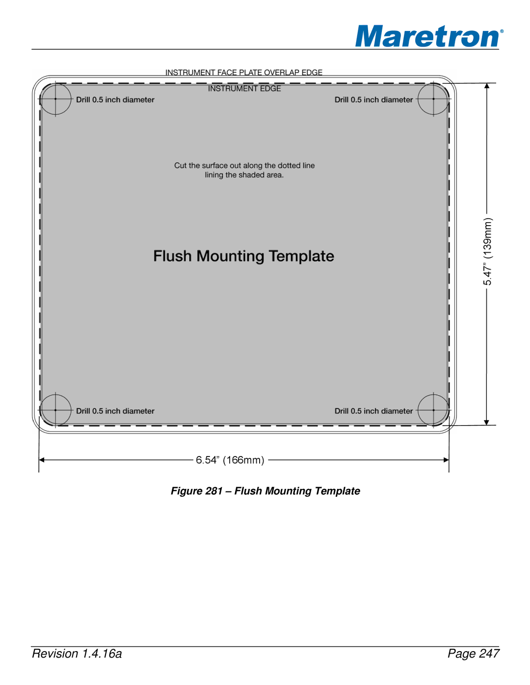 Maretron DSM250-01 user manual Flush Mounting Template 