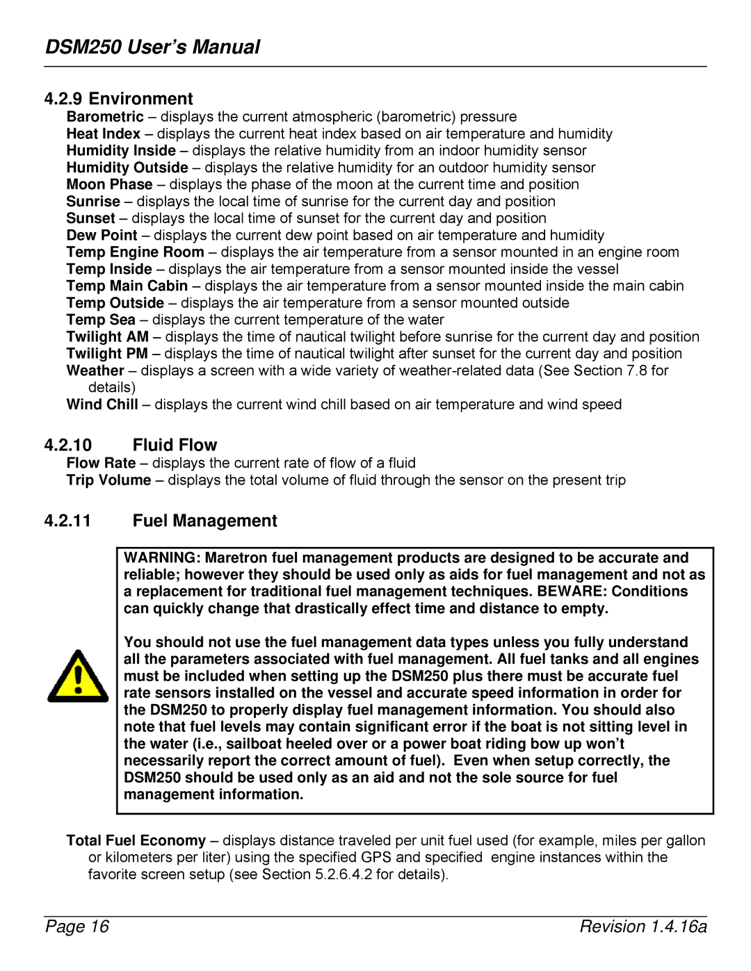 Maretron DSM250-01 user manual Environment, Fluid Flow, Fuel Management 