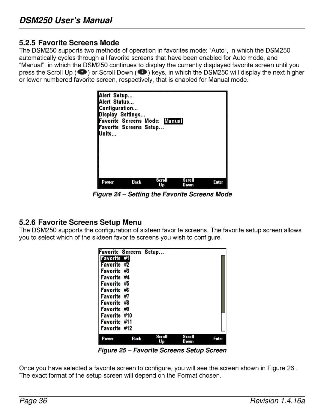 Maretron DSM250-01 user manual Favorite Screens Mode, Favorite Screens Setup Menu 