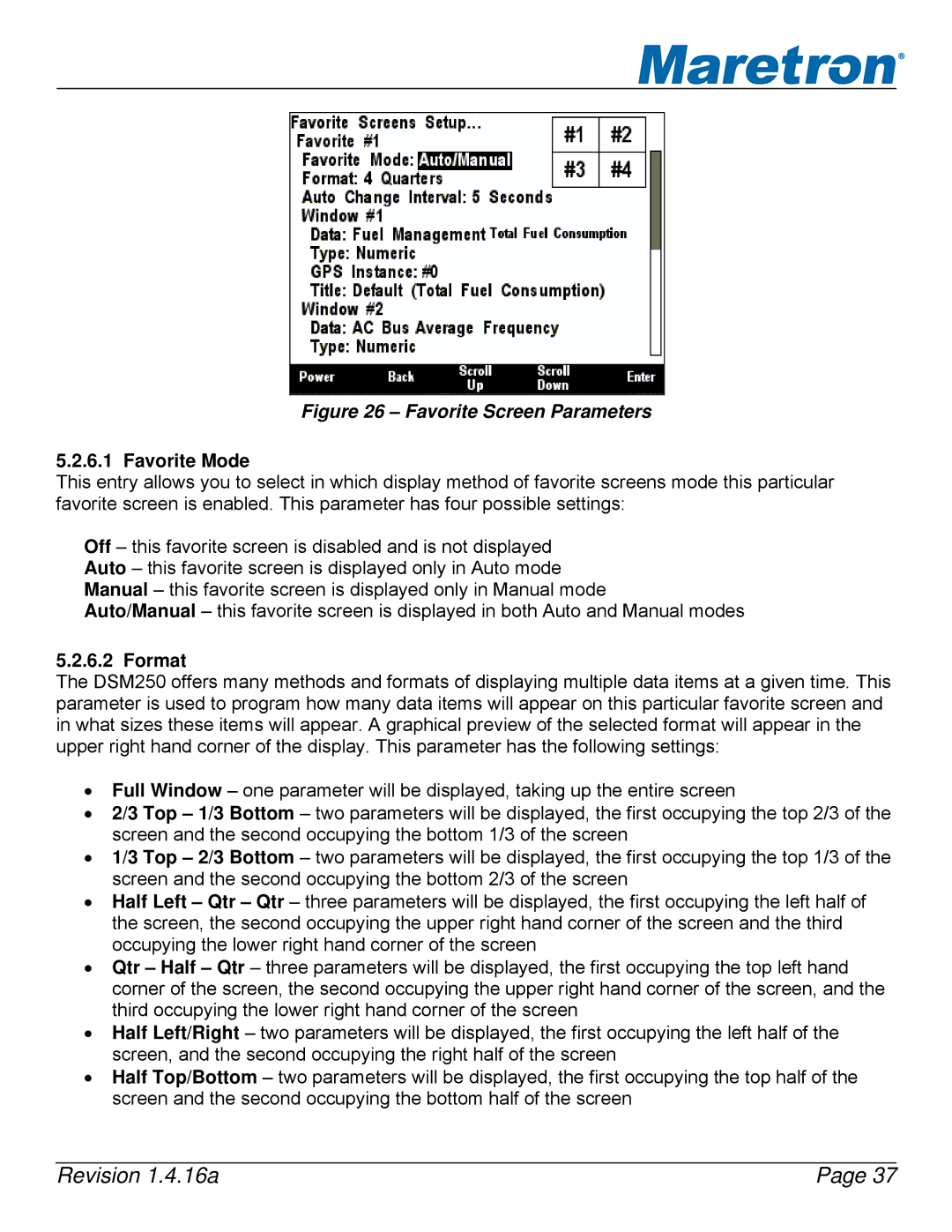 Maretron DSM250-01 user manual Favorite Mode, Format 