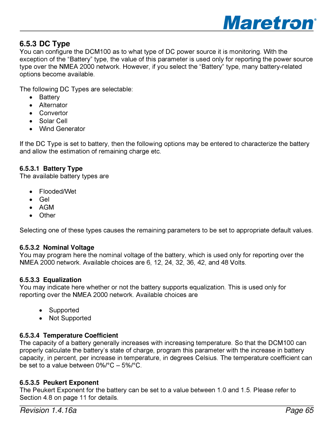 Maretron DSM250-01 user manual DC Type 