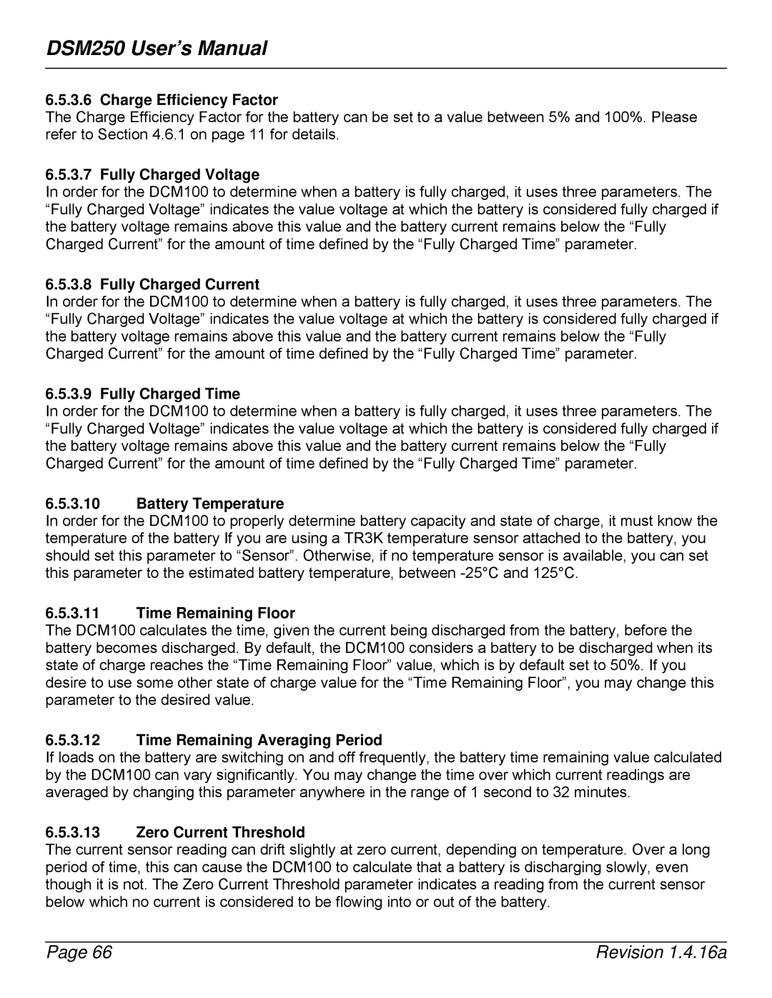Maretron DSM250-01 user manual Charge Efficiency Factor, Fully Charged Voltage, Fully Charged Current, Fully Charged Time 