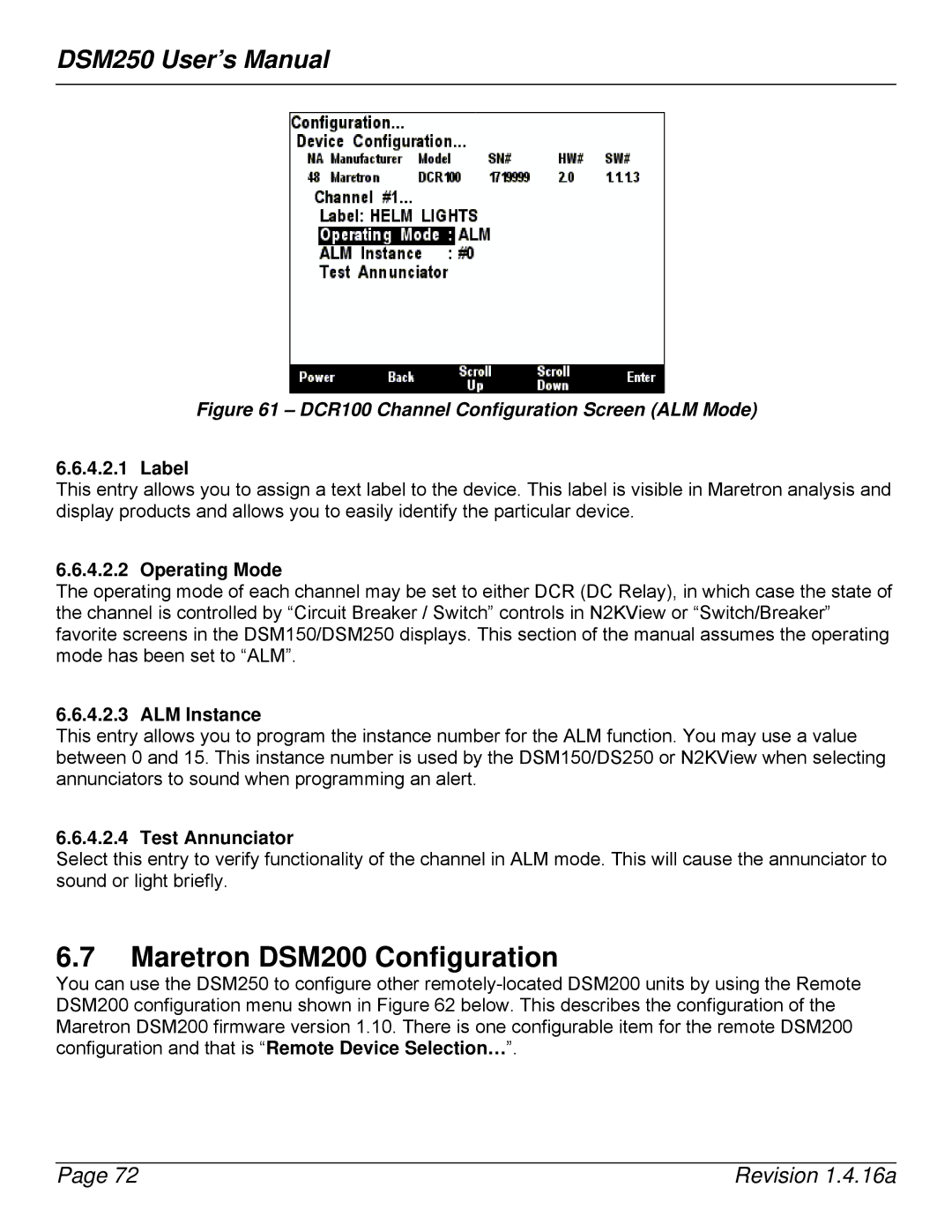 Maretron DSM250-01 user manual Maretron DSM200 Configuration, ALM Instance, Test Annunciator 