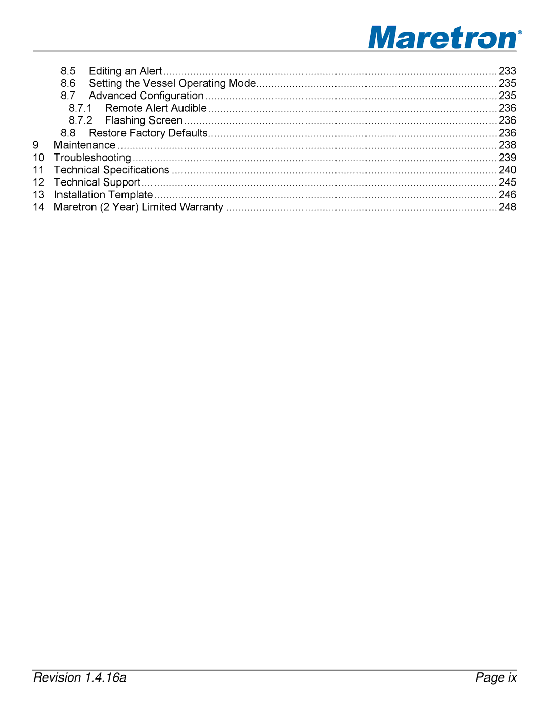 Maretron DSM250-01 user manual Revision 1.4.16a 