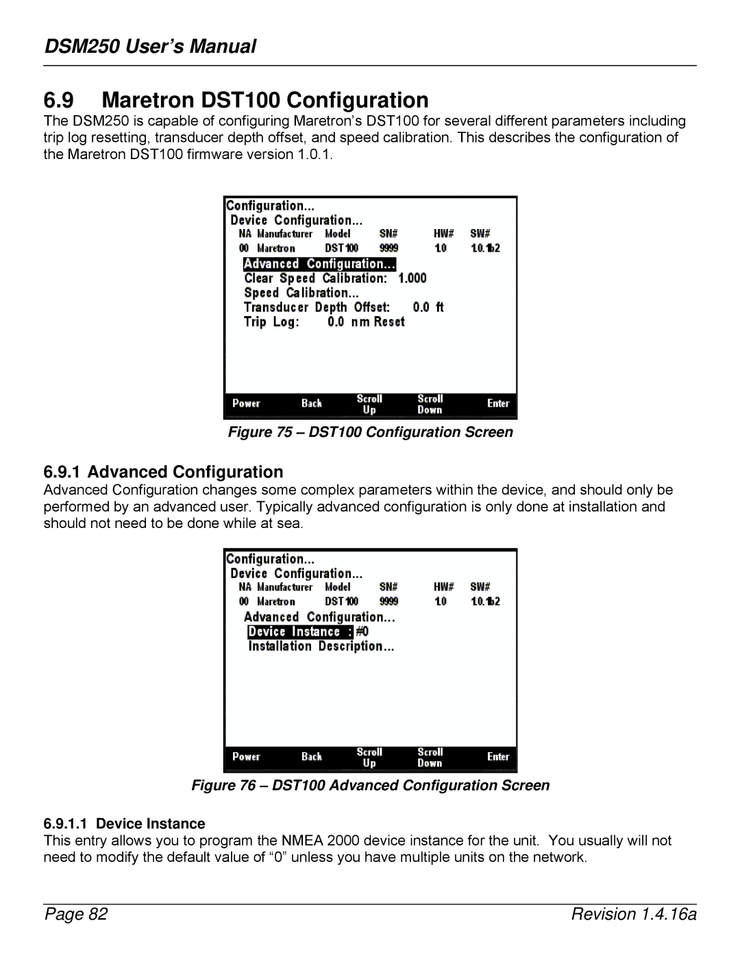 Maretron DSM250-01 user manual Maretron DST100 Configuration, DST100 Configuration Screen 