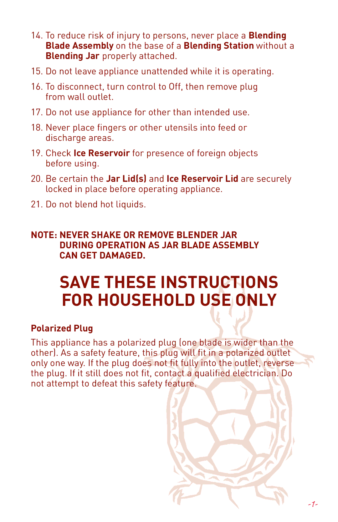 Margaritaville DM3000 user manual Save These Instructions for Household USE only 