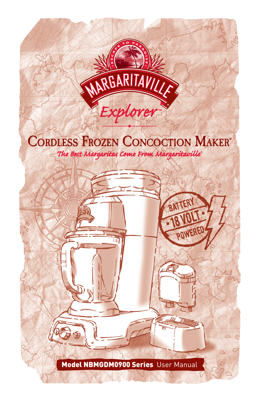 Margaritaville NBMGDM0900 user manual Explorer, Cordless Frozen Concoction Maker 
