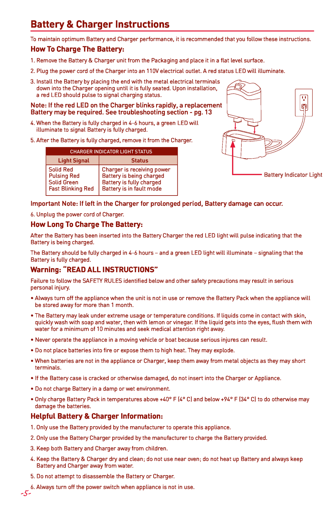 Margaritaville NBMGDM0900 Battery & Charger Instructions, How To Charge The Battery, How Long To Charge The Battery 