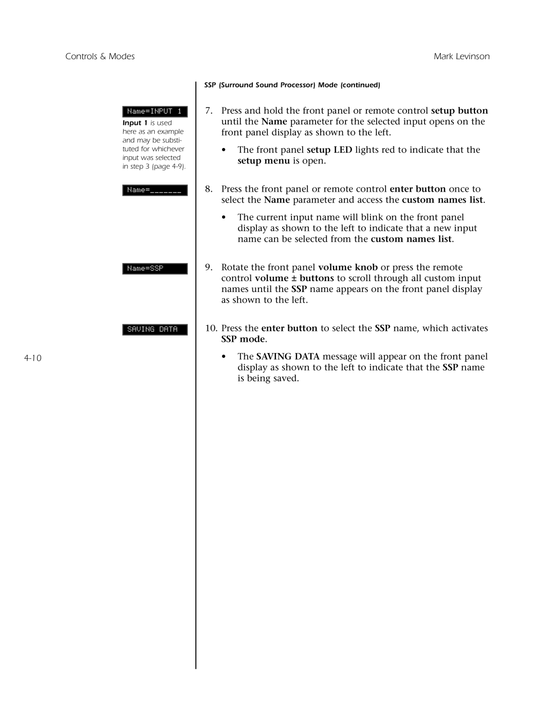 Mark Levinson N 320S owner manual Saving Data 