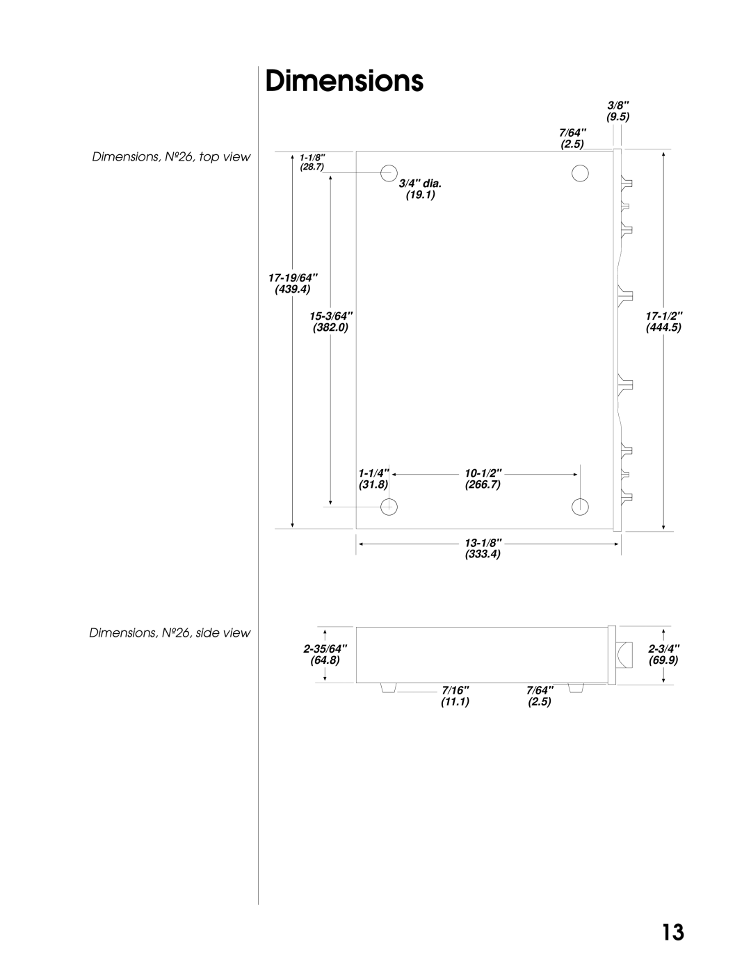 Mark Levinson N26 manual Dimensions 