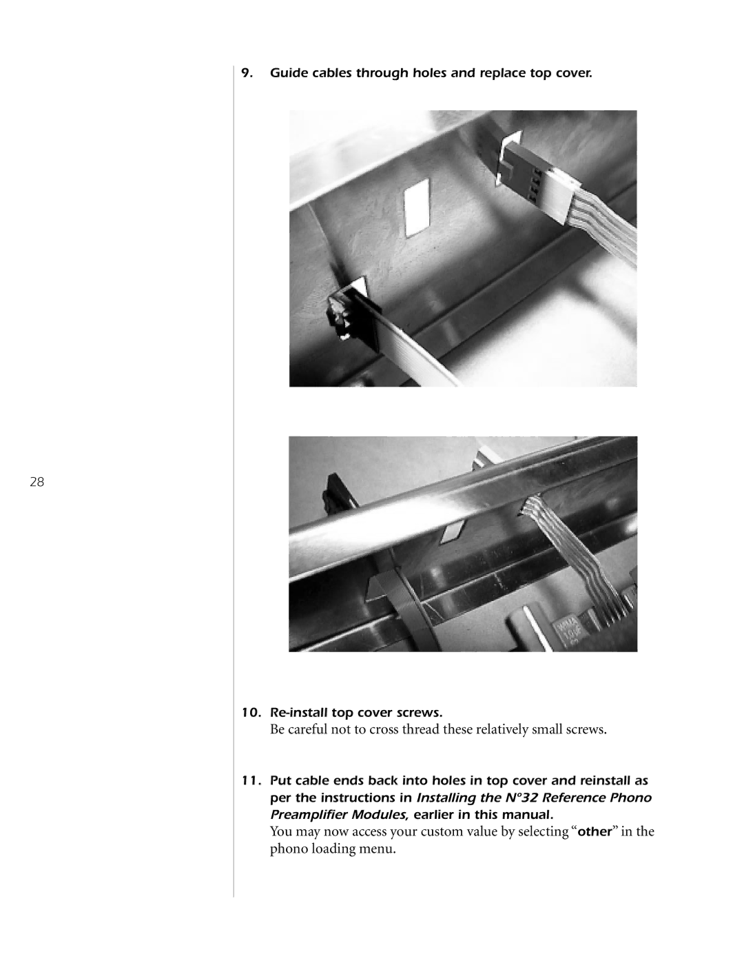 Mark Levinson N32 owner manual Be careful not to cross thread these relatively small screws 