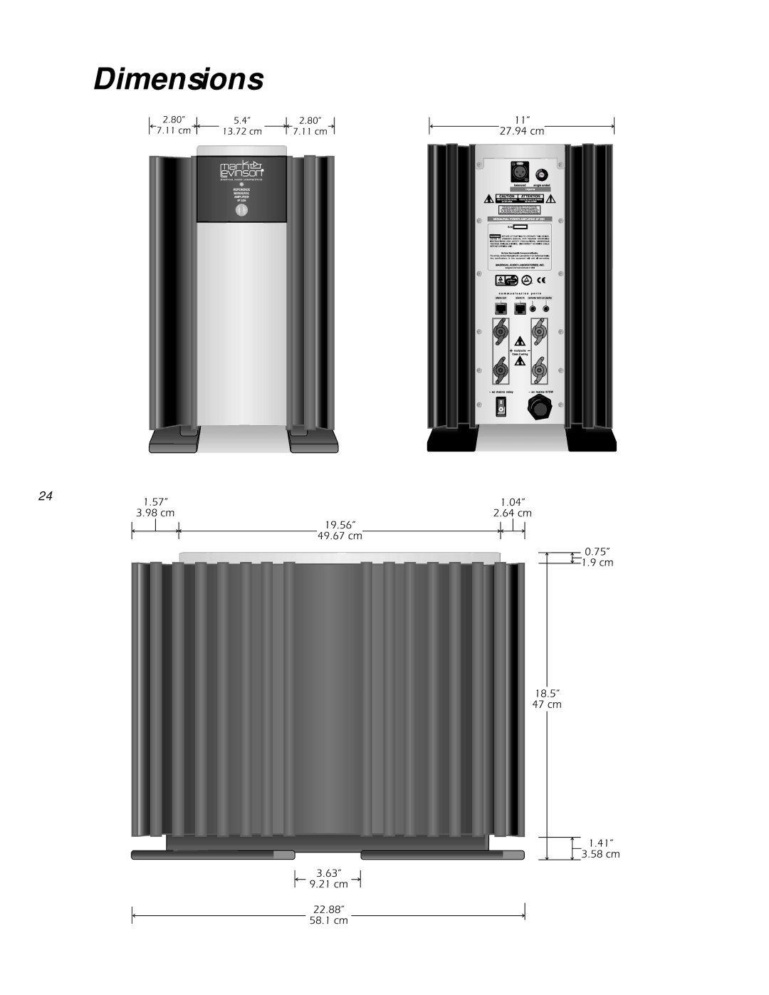 Mark Levinson N33H owner manual Dimensions 