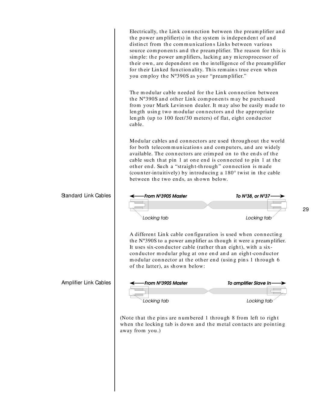 Mark Levinson N390S owner manual Standard Link Cables Amplifier Link Cables 