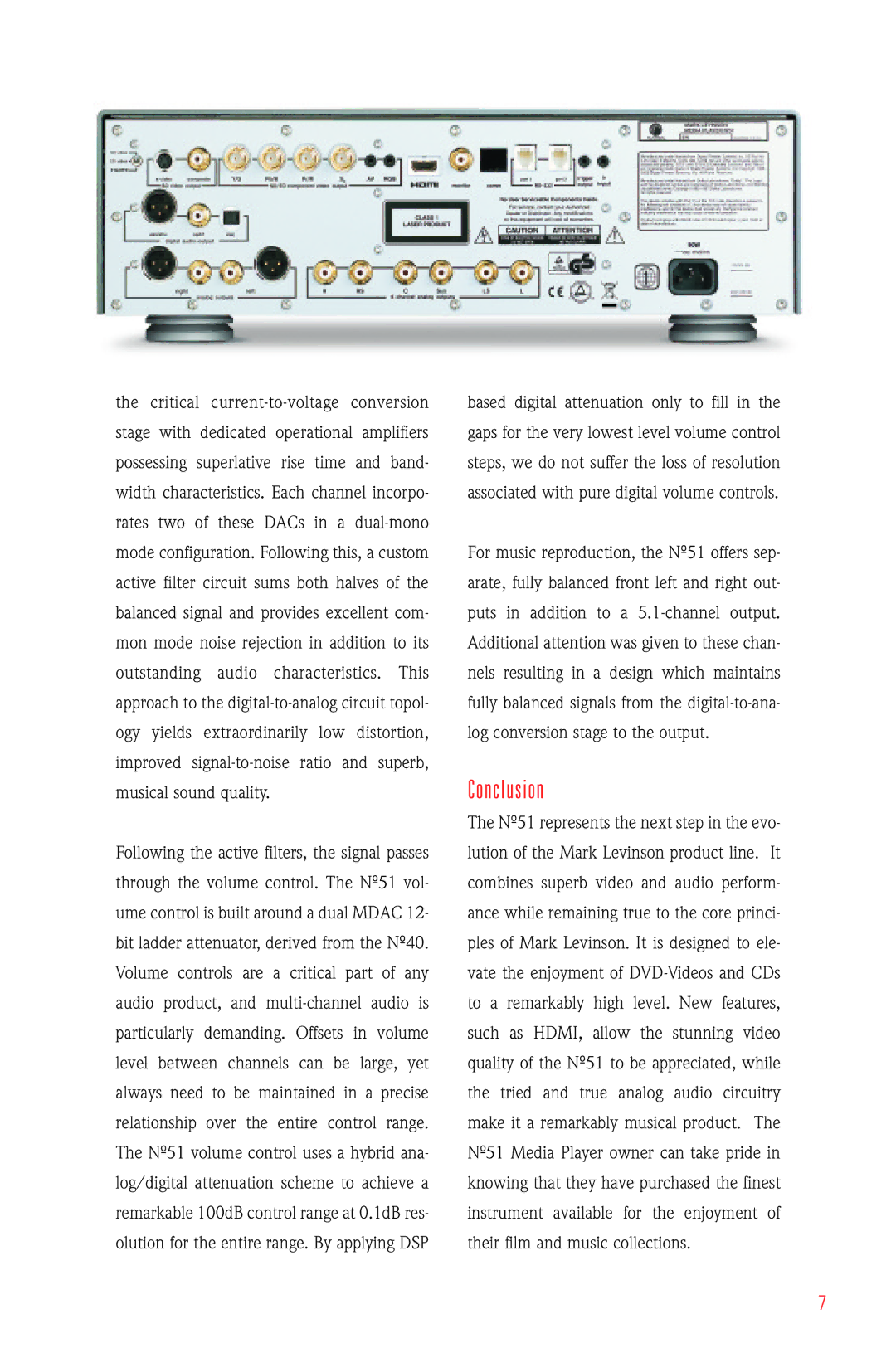 Mark Levinson N51 manual N c l u s i o n 