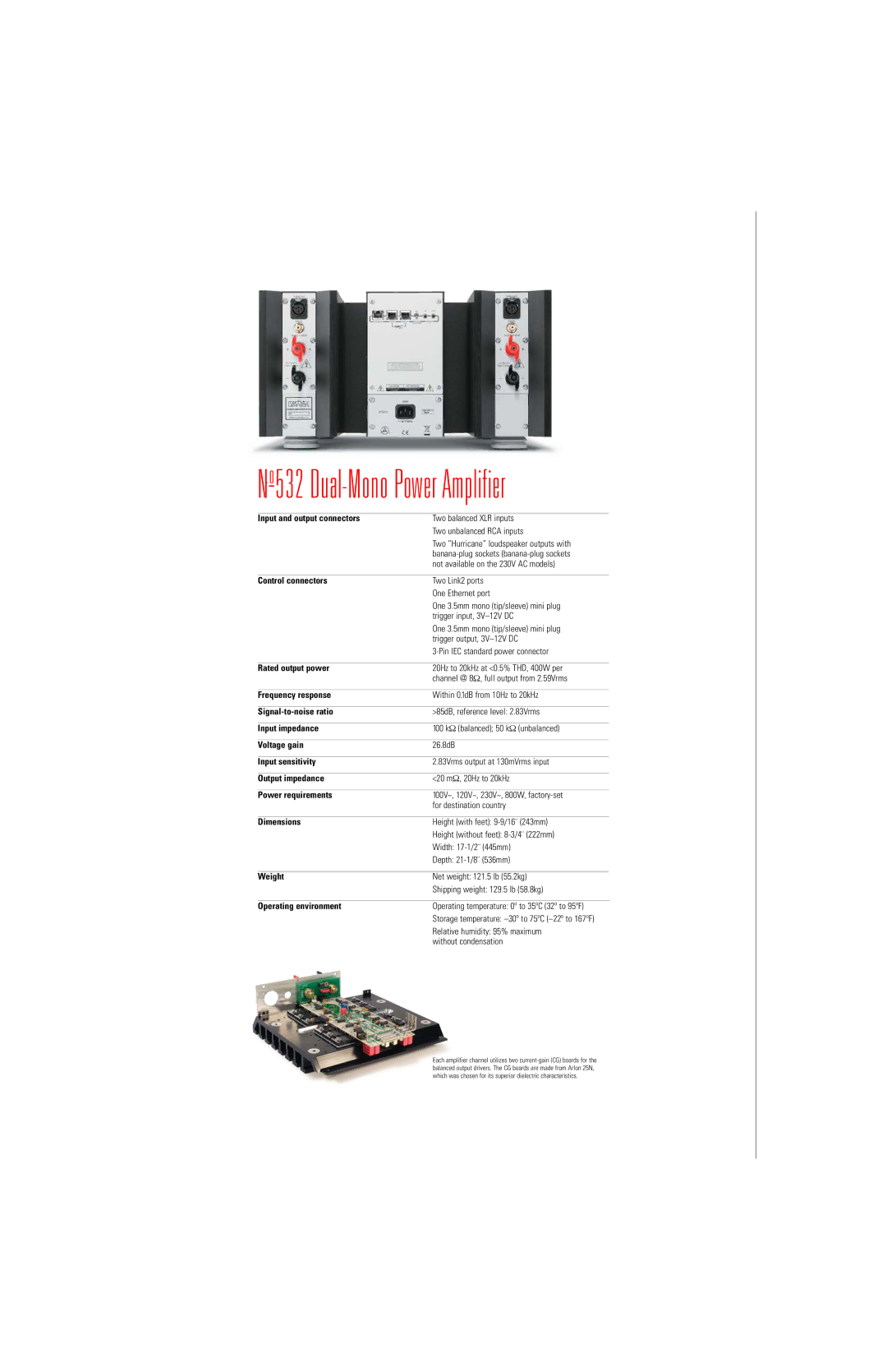 Mark Levinson No532 manual No 532 Dual-Mono Power Amplifier 