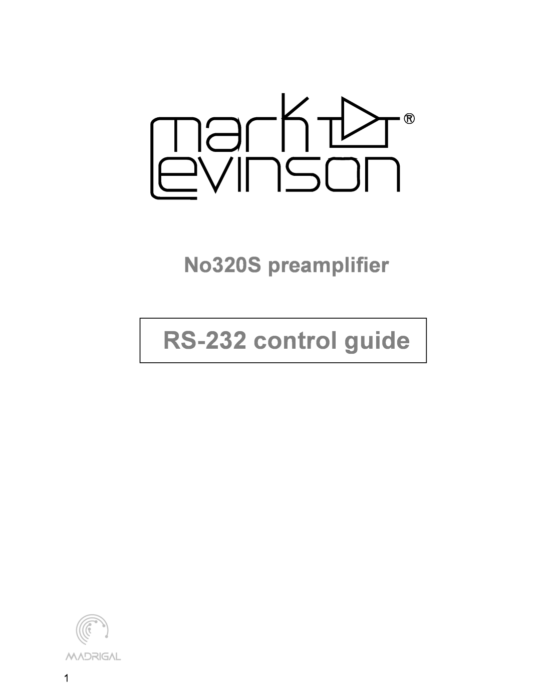 Mark Levinson manual RS-232control guide, No320S preamplifier 