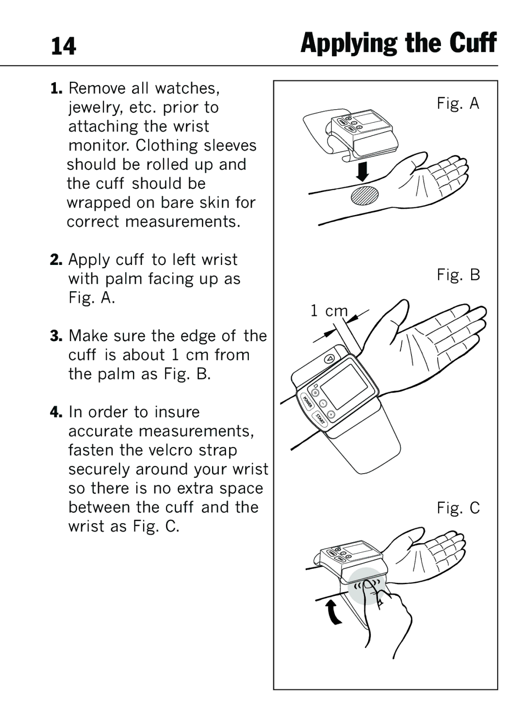 Mark Of Fitness 1140 manual Applying the Cuff, Fig. a 