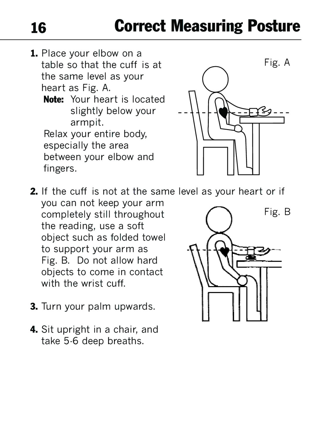 Mark Of Fitness 1140 manual Correct Measuring Posture 