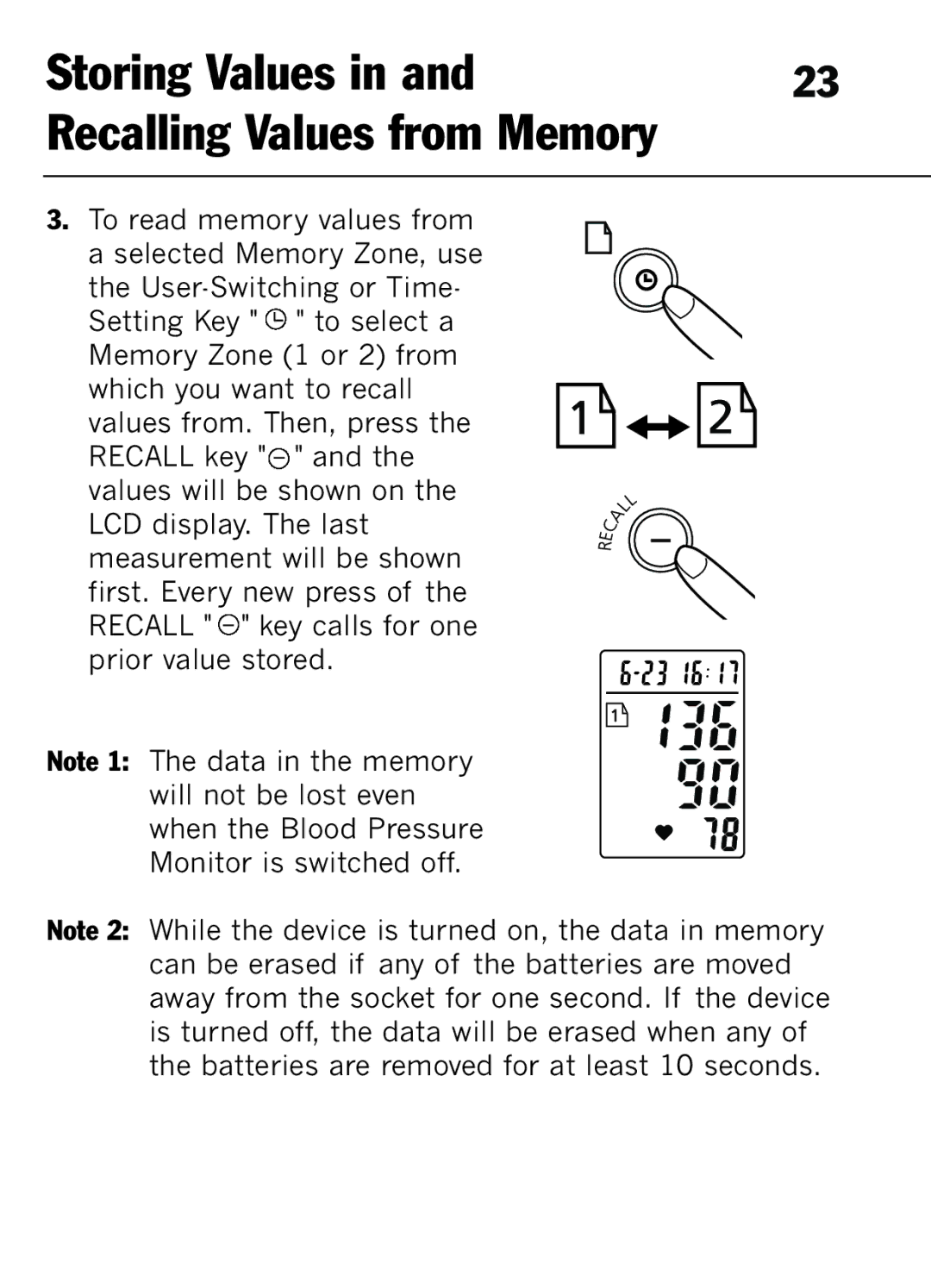 Mark Of Fitness 1140 manual Storing Values Recalling Values from Memory 