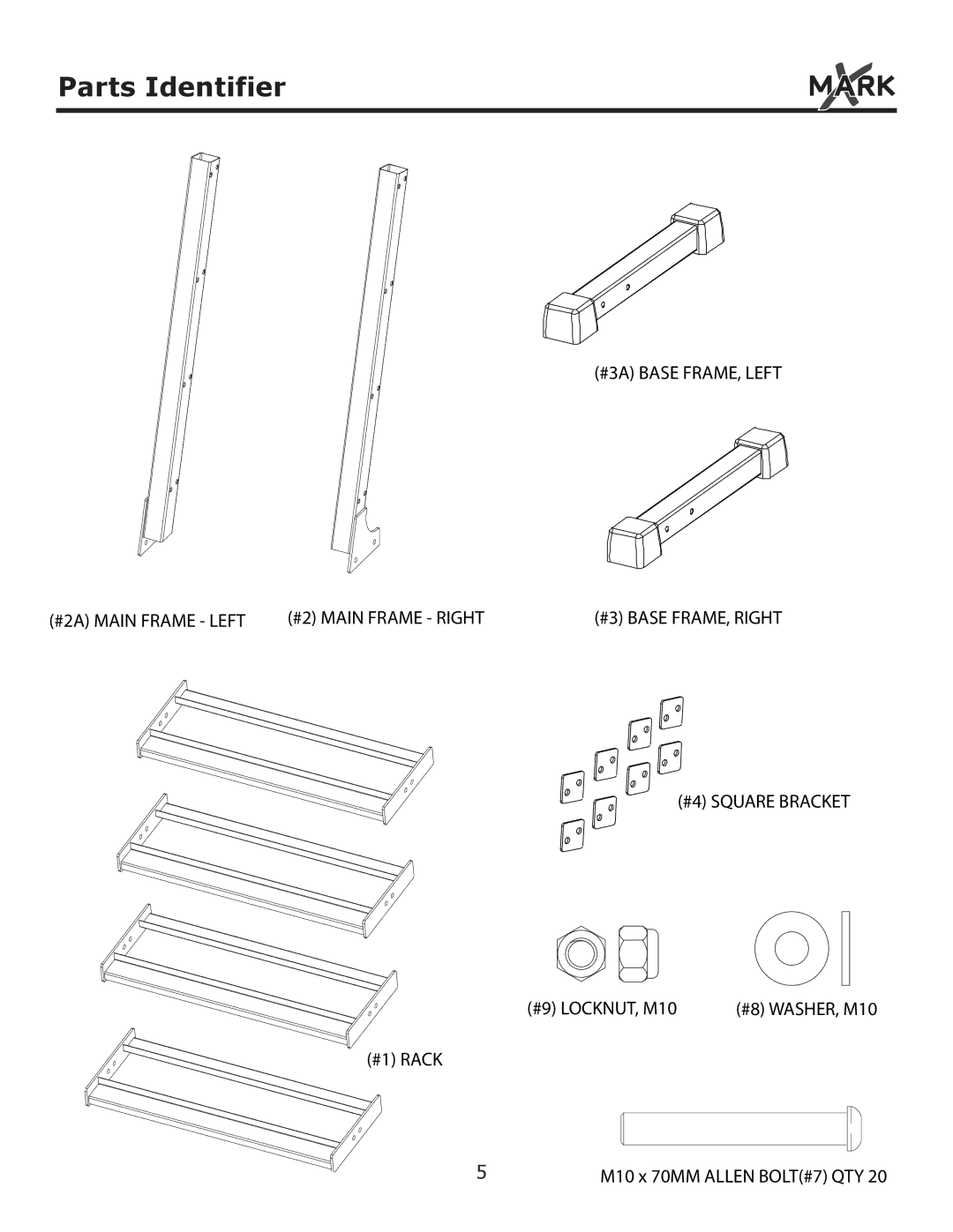 Mark Of Fitness 3' four tier dumbbell rack owner manual Parts Identifier 