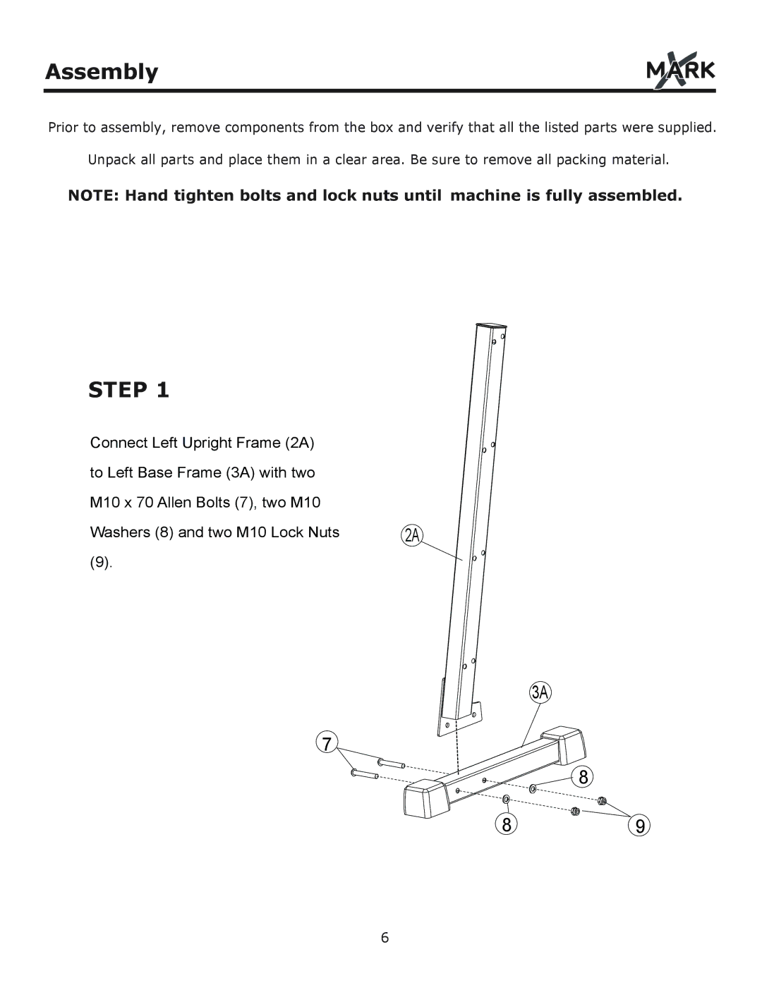 Mark Of Fitness 3' four tier dumbbell rack owner manual Assembly, Step 