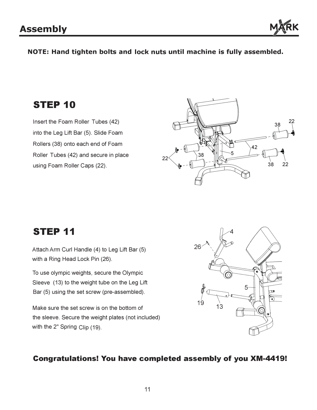 Mark Of Fitness XM-4419 owner manual Step 