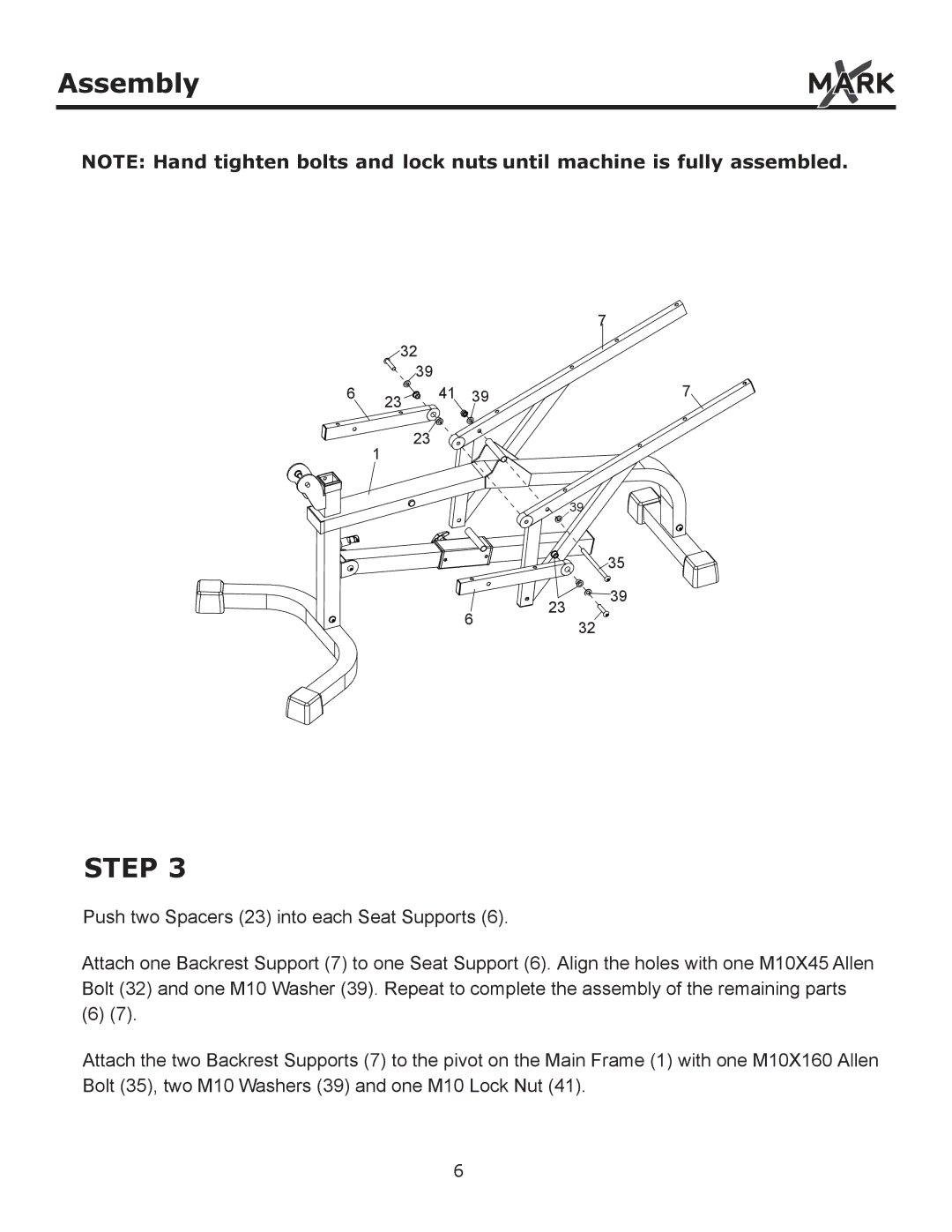 Mark Of Fitness XM-4419 owner manual Step 