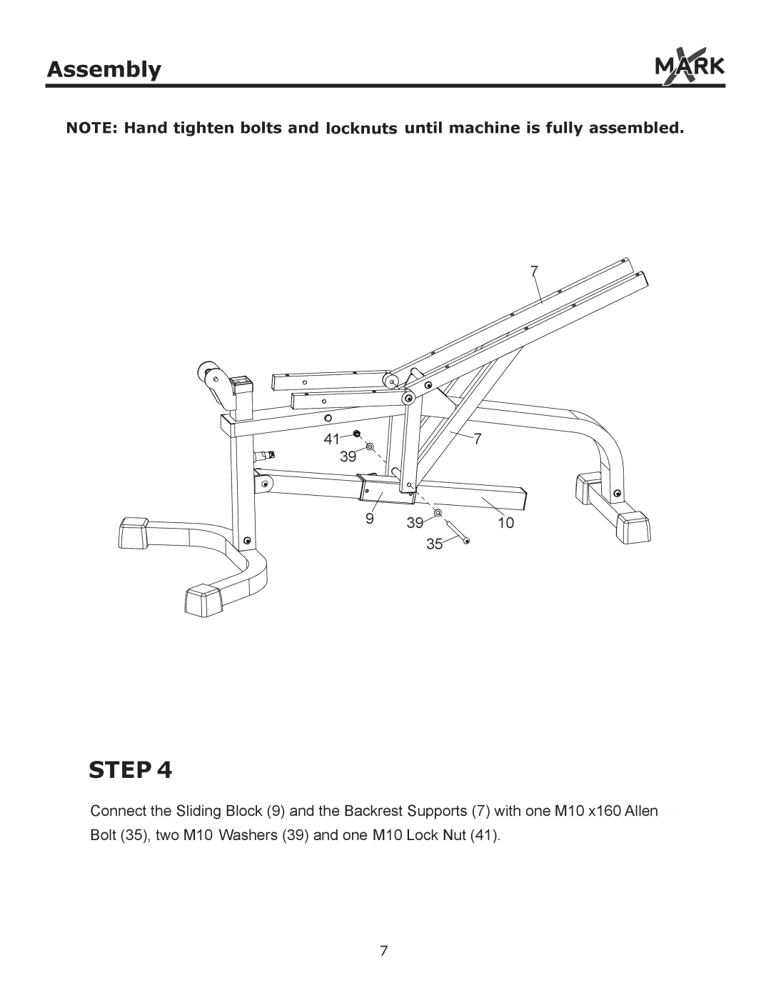 Mark Of Fitness XM-4419 owner manual Step 