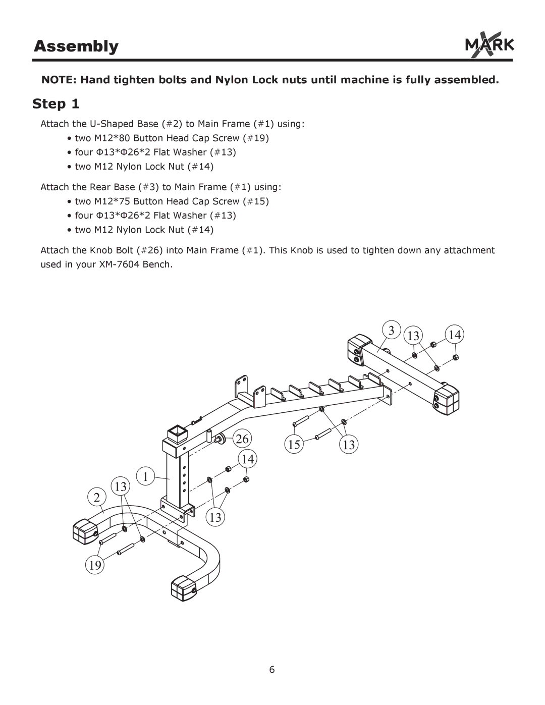 Mark Of Fitness XM-7604 owner manual Assembly 