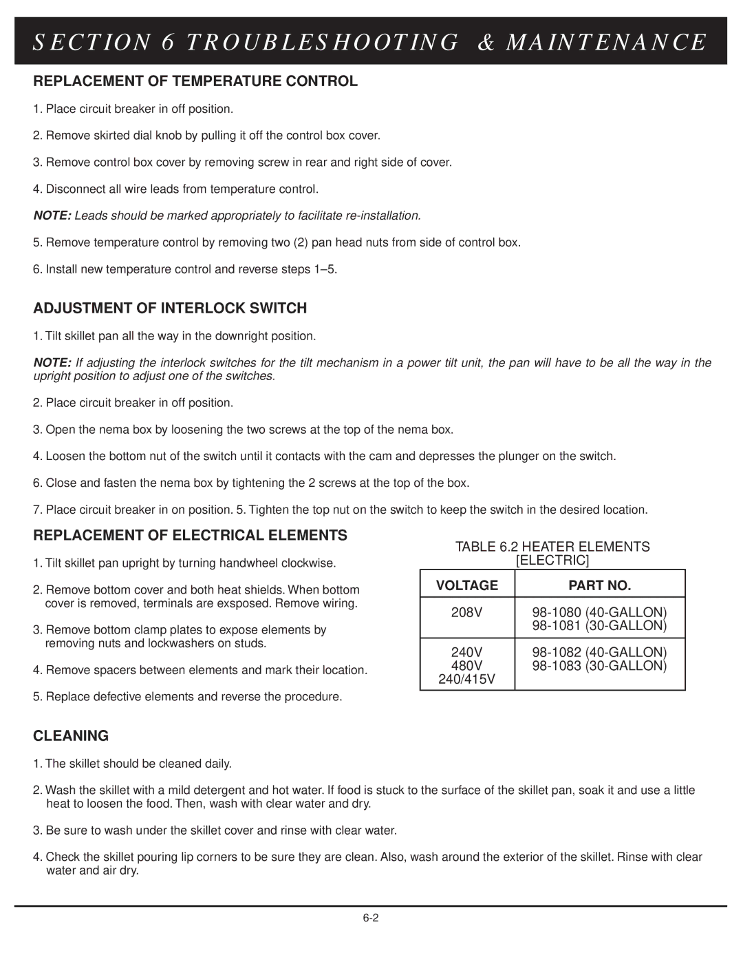 Market Forge Industries 30-stel-lx technical manual Replacement of Temperature Control 