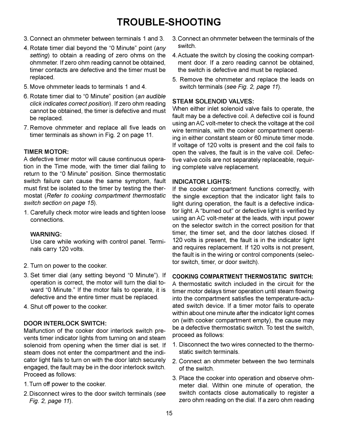 Market Forge Industries 3500 owner manual Timer Motor, Steam Solenoid Valves, Indicator Lights 