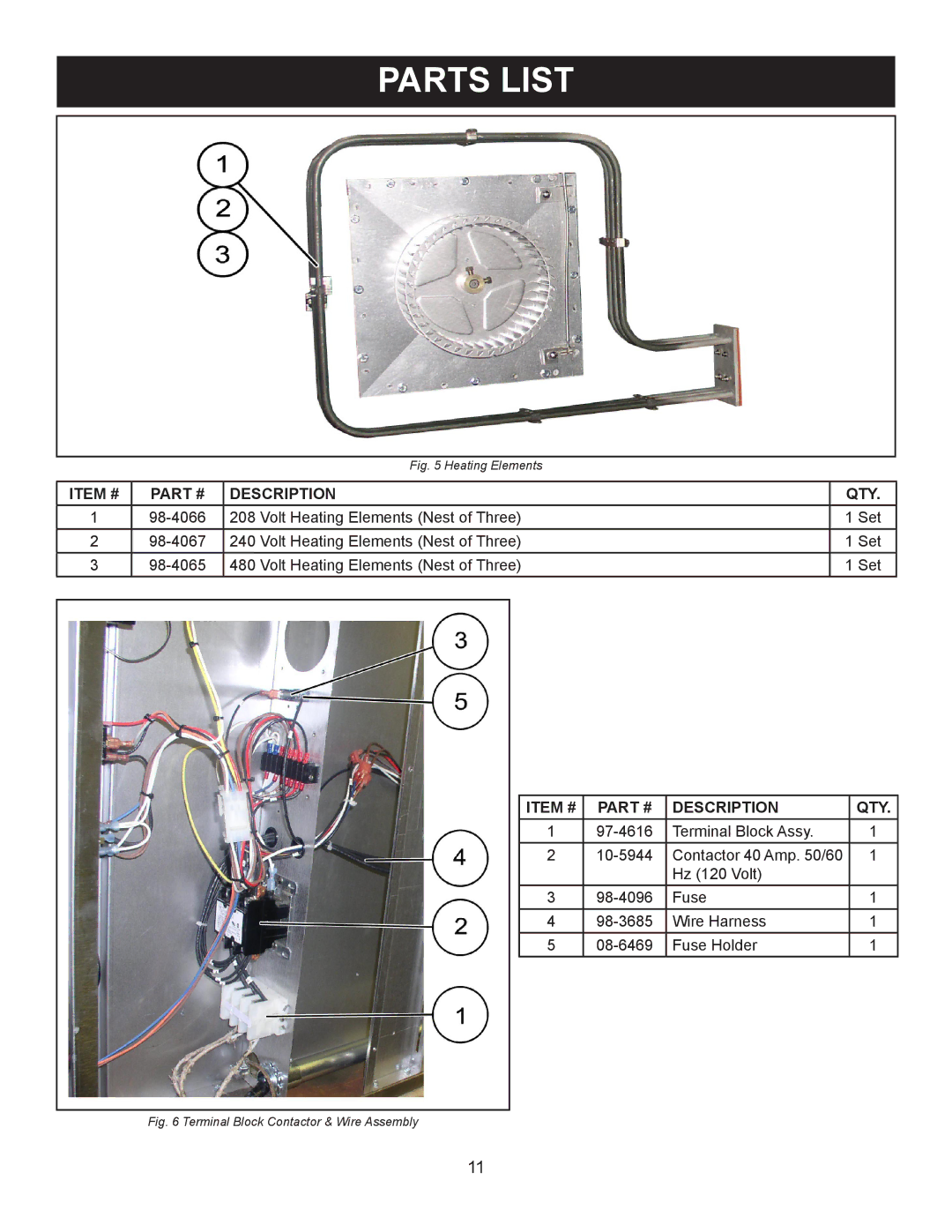 Market Forge Industries M 3092, M 3000 owner manual Item # Description QTY 