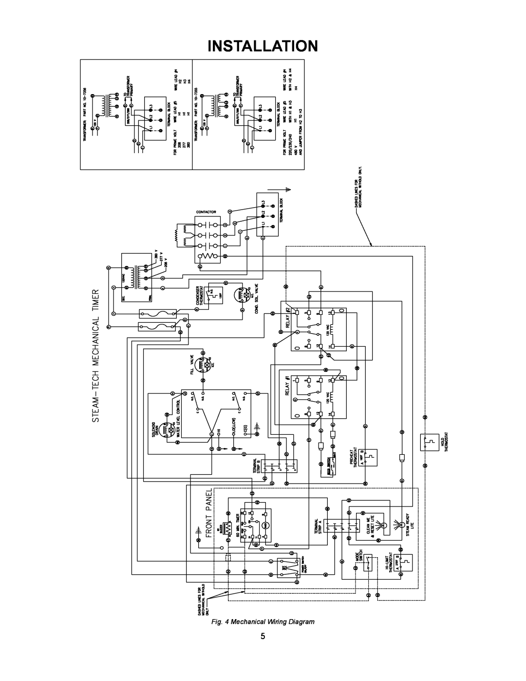 Market Forge Industries ST-3E, ST-6E, STEAM-TECH ELECTRIC STEAM COOKER manual Installation, Mechanical Wiring Diagram 
