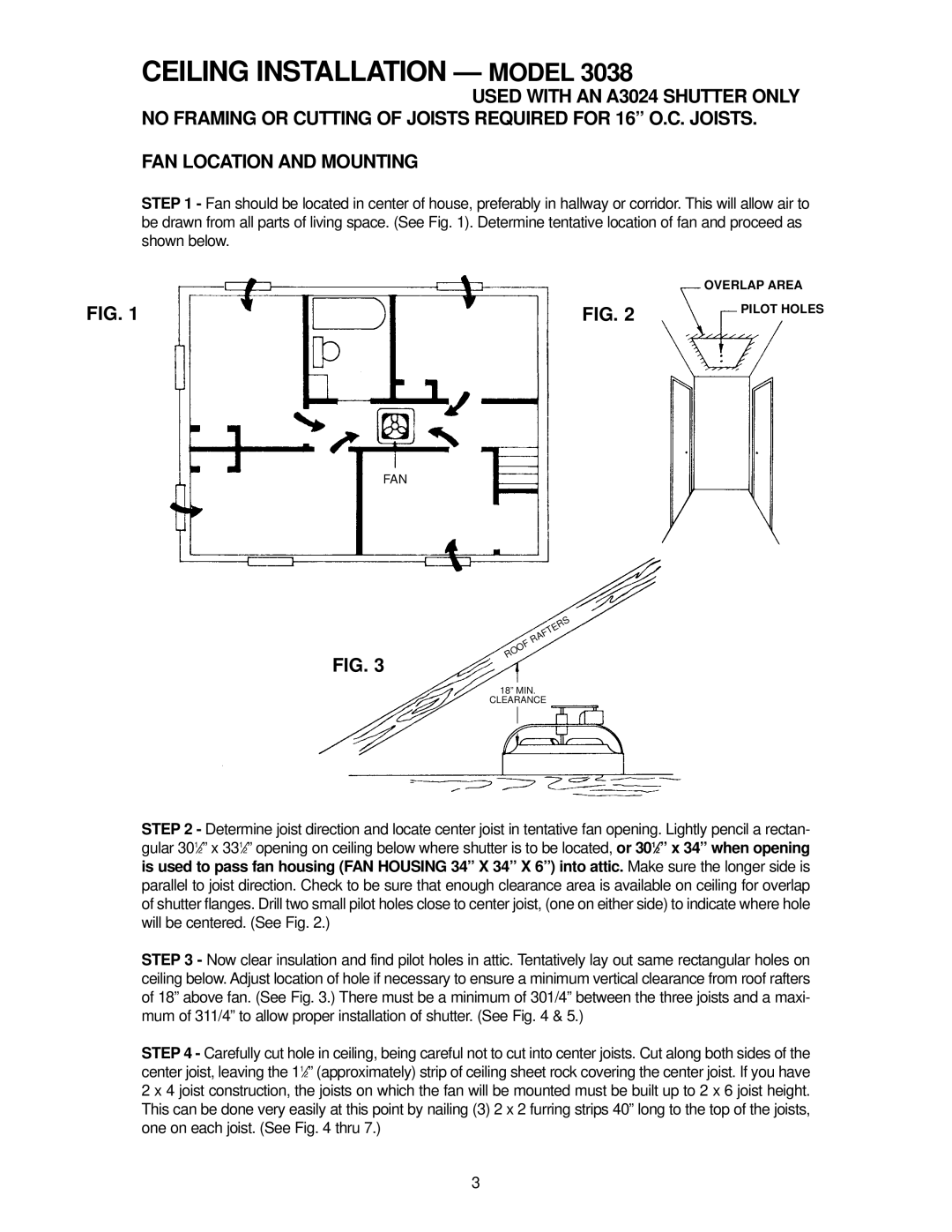 Marley Engineered Products 3638R, 2438, 3038R manual Ceiling Installation Model 