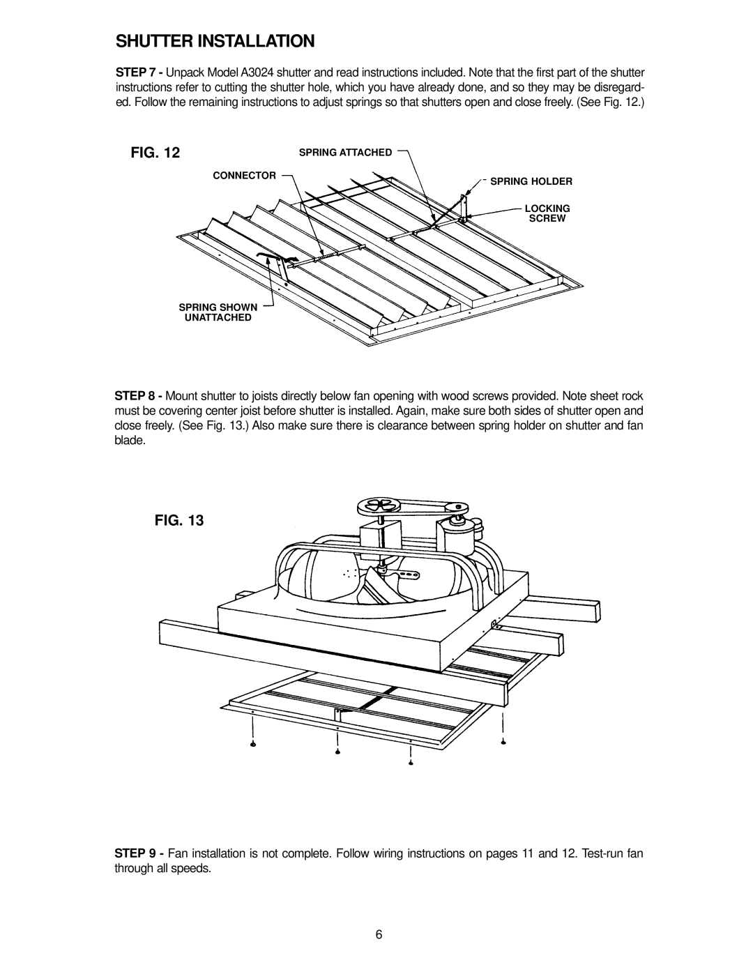 Marley Engineered Products 3638R, 2438, 3038R manual Shutter Installation 